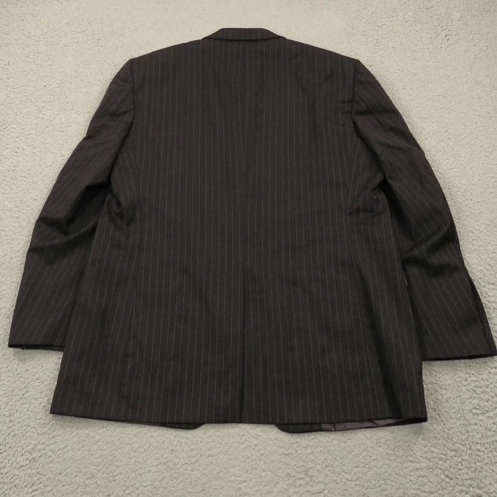 Brooks Brothers 44L Madison Estrato Charcoal Pinstripe Suit Pleated Pant 38x32